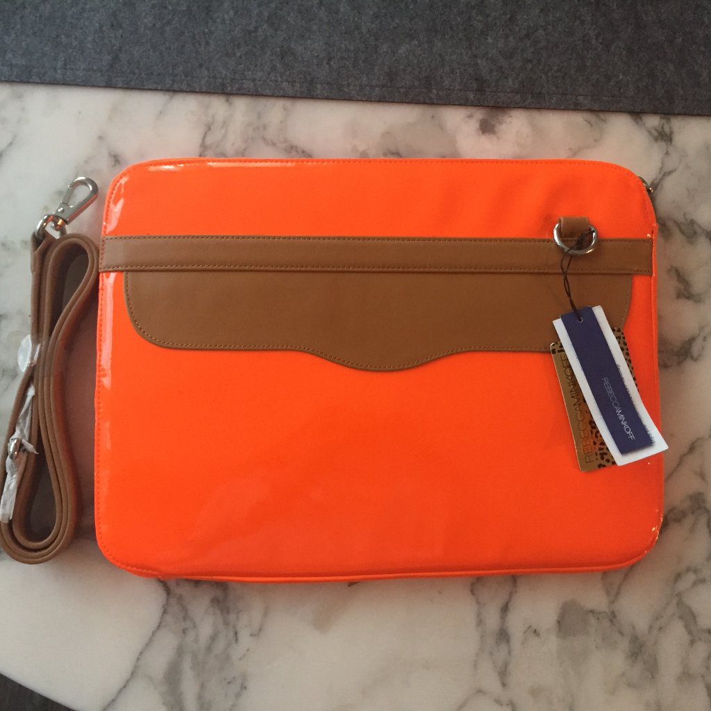 Nwt Rebecca Minkoff Neon Orange 13" Laptop Bag